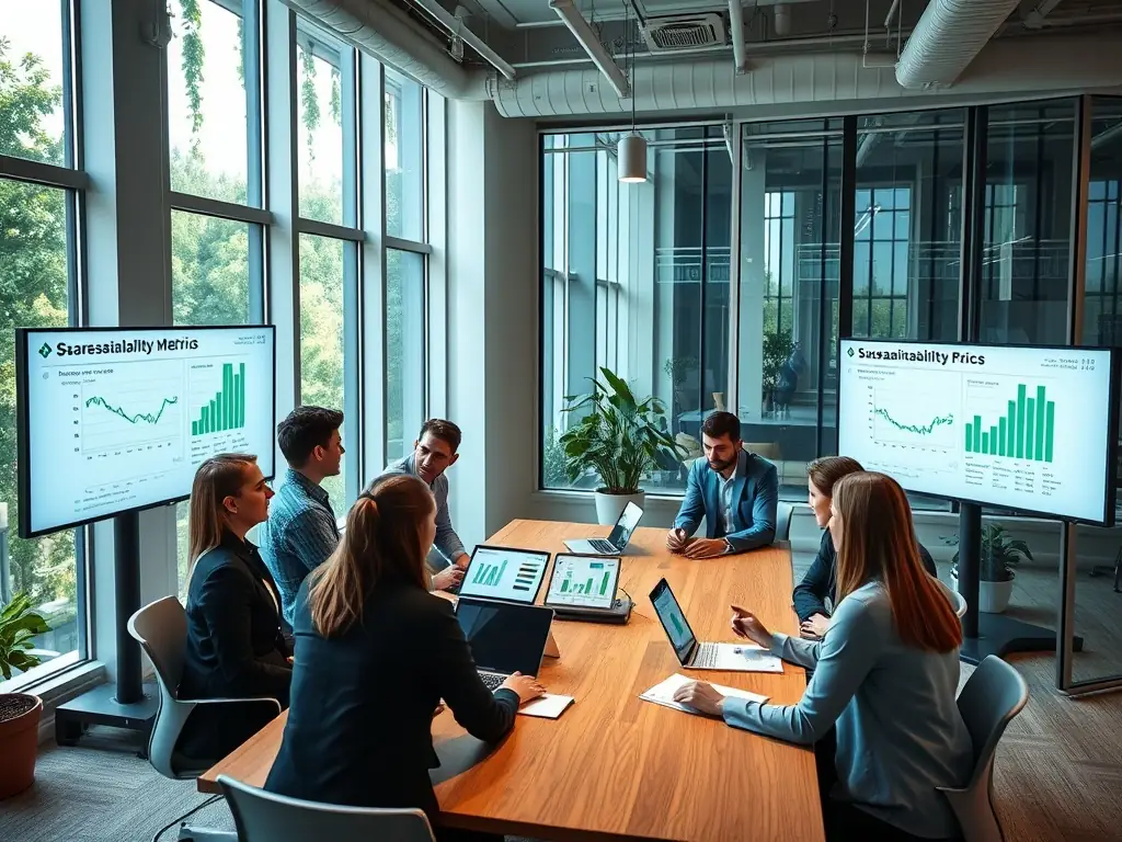 A consultant guiding a team through the process of creating an ESG report, emphasizing the importance of transparency and stakeholder engagement.