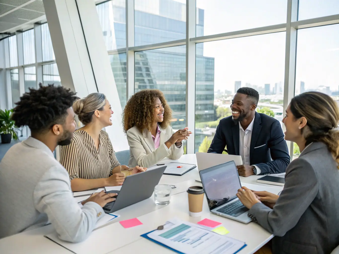 A diverse group of professionals actively participating in a carbon management training session, focusing on practical strategies for reducing their organization's carbon footprint.